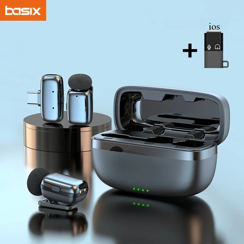 Phone Accessories For Android - مجموعة ميكروفون لافالير لاسلكي مع علبة