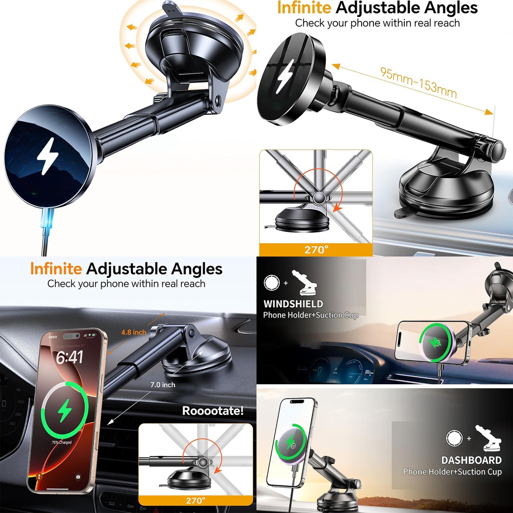 Phone Accessories Trending Products - شاحن سيارة لاسلكي مغناطيسي للزجاج الأمامي،