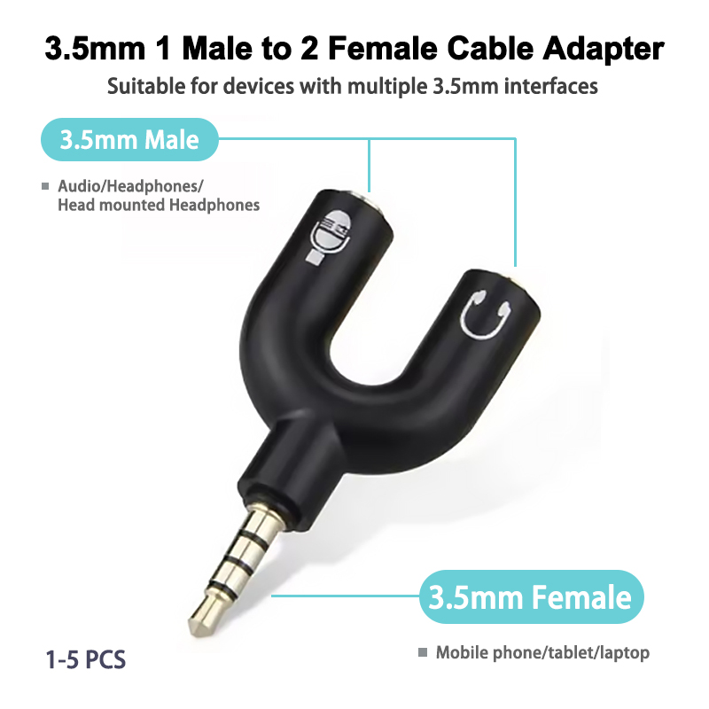 3.5 مللي متر محول ميكروفون مقس - مراجعة Earphone Splitter Jack وسعره